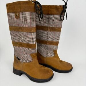 Dublin HBR Waterproof Tall Boots Plaid Leather Women's Size 7 Regular Calf